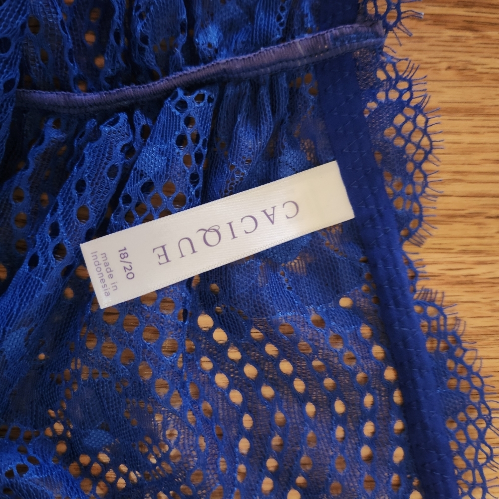 Cacique Lane Bryant Blue Lace Bra And Thong - Picture 5 of 6